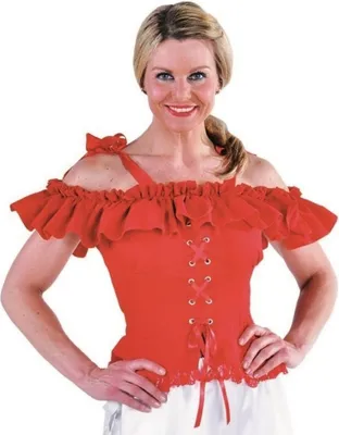 Produktbild von M212138-7-S rot Carmenbluse Cowgirlbluse Trachtenbluse Gr.S