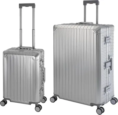Produktbild von Travelhouse Tokyo Alu Reisekoffer Silber S-55cm & XL-78cm Hartschalenkoffer Reise Trolley Koffer Set