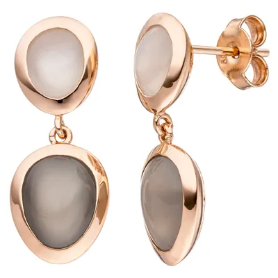 Produktbild von JOBO Ohrhänger 585 Gold Rotgold 4 Mondsteine Ohrringe Ohrstecker Mondstein