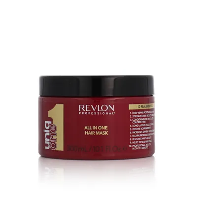 Produktbild von Revlon UniqOne All in One Hair Mask, 300 ml, Frauen, Alle Haare, beschädigtes Haar, trockenes Haar, Alle Farben, Anti-Frizz, Nährend, Reparatur, Revitalisierend, Glanz, Glättend, Verstärkung, Glyzerin, Panthenol
