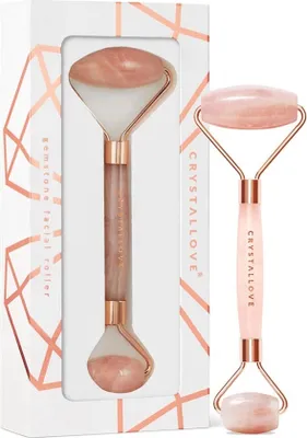Produktbild von CRYSTALLOVE Rosenquarz-Gesichtsmassagegerät