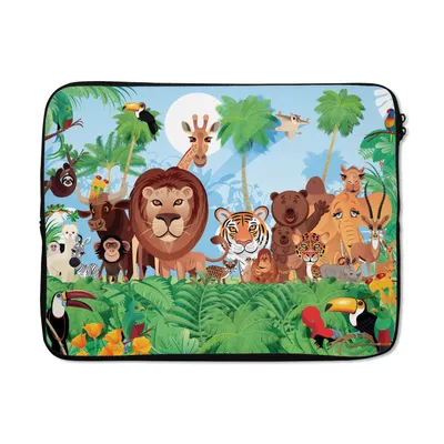 Produktbild von MuchoWow® Laptop Hülle 17 Zoll Laptoptasche Tropisch - Tiere - Natur - Junge - Kind - Kind - Zipper - Schutzabdeckung