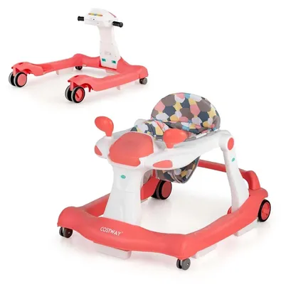 Produktbild von Baby Lauflernhilfe - 2-in-1 Gehfrei - Klappbar - Höhenverstellbar - Musik & Licht - Anti-Kollision & Rutschfest - 4 Räder - 0–1 Jahre - Orange