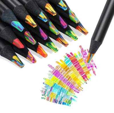 Immagine prodotto di Matite colorate arcobaleno, 24 pezzi, per bambini dai 8 ai 12 anni, atossiche, formato jumbo