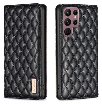 Obrázek produktu pro Kožené pouzdro na Samsung Galaxy S23 Ultra, Elegantní Flip Kožené Pouzdro s Kapsami na Karty a Stojánkem černé