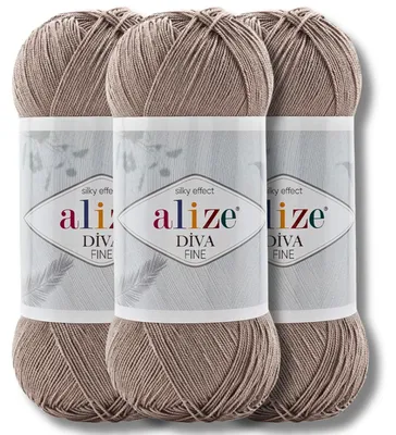 Obrázok produktu pre Alize 3x 100g priadze Diva Fine, jednotná farba, vhodné na háčkovanie a pletenie (167)