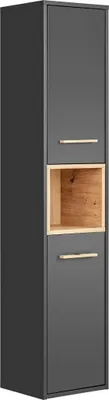 Immagine prodotto di Colonna da bagno TALOKA – 2 porte – Grigio antracite e rovere chiaro – 170 cm – Da appendere