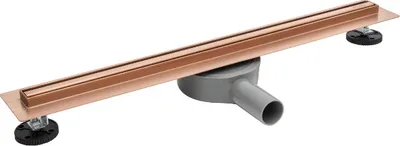 Produktbild von BADLAND Duschrinnen Edelstahl SLIM & LOW PROLINE 60 cm in Kupfer | Komplettset Bodenablauf