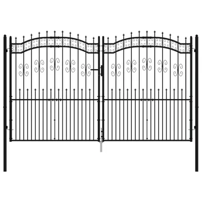 Produktbild von Zauntor mit Speerspitze Schwarz 305 x 175 cm Pulverbeschichteter Stahl