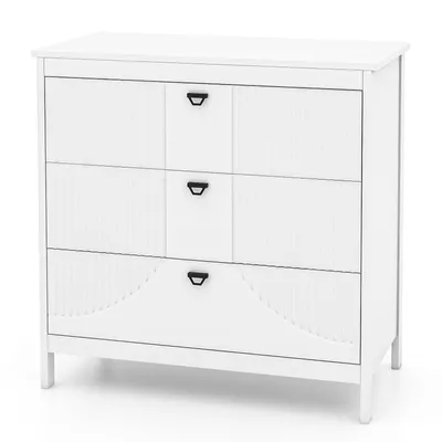 Produktbild von GOPLUS Kommode mit 3 Schubladen, Schubladenschrank mit Kippschutz, Aufbewahrungsschrank Kommodenschrank für Schlafzimmer & Flur, Weiß, 80 x 40 x 79 cm