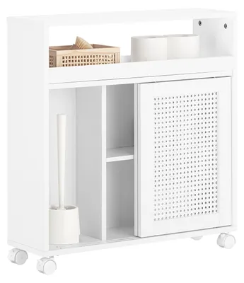 Produktbild von Badezimmerregal – Weiß – 20 cm breit – MDF – Für Stauraum und Toilettenartikel – Schmaler Schrank