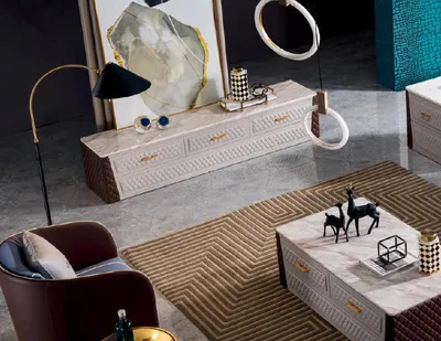 Immagine prodotto di Cassettiera di design credenza bassa mobile soggiorno scaffale metallo lusso