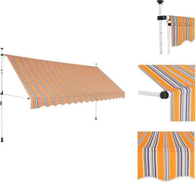 Immagine prodotto di vidaXL Tenda da sole retrattile a mano 350 cm a righe giallo/blu - Tende da sole