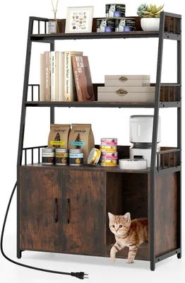 Immagine prodotto di Mobiletto per gatti con libreria, stazione di ricarica, tiragraffi, ingresso, 80x40x132 cm, marrone