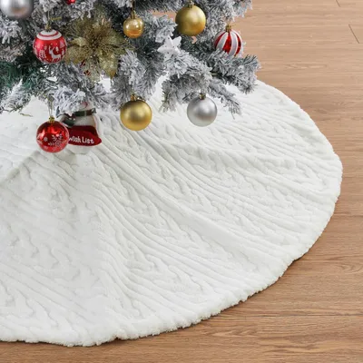 Produktbild von Weihnachtsbaumdecke Plüsch 90 cm Weiß Rund