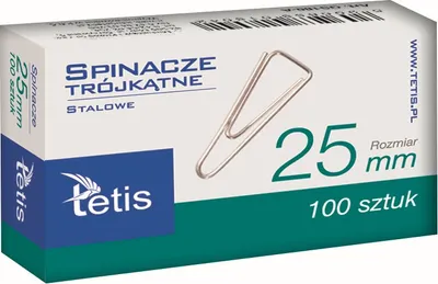 Zdjęcie produktu dla Tetis Spinacze Trójkątne 25 Mm – 100 Szt (10 Opakowań)