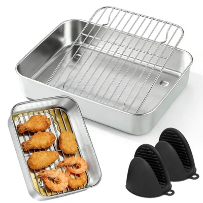 Productafbeelding van RVS Bakvorm voor Airfryer met Handvatten en Antiaanbaklaag