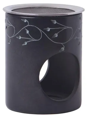 Räucherstäbchenhalter JAPUR, Speckstein, schwarz, 9,5x8,5 cm