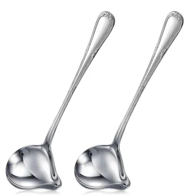 2 Edelstahl-Soßenlöffel mit Ausgießnase, spülmaschinengeeignet, 20,5 cm