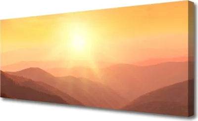 Produktbild von Tulup Leinwand-Bilder 125x50 Wandbild Canvas Kunstdruck Sonne Gebirge Landschaft