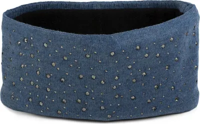 Produktbild von styleBREAKER Stirnband Damen Winter mit Strasssteinen und Fleece Innenfutter | warmes elastisches Feinstrick Haarband gefüttert | Glitzer Headband für kalte Tage