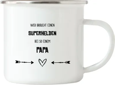 Produktbild von Wer Braucht Superhelden Emaille Tasse Bester Papa Der Welt Geschenkidee Vatertag Geburtstag