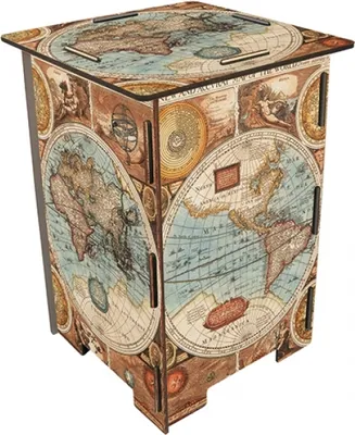 Image de Werkhaus Photohocker SH8240 ancienne carte du monde 295 x 295 x 420 mm