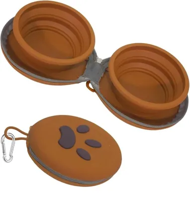 Image de Omgoods - Bol pour chien pliable en silicone avec mousqueton