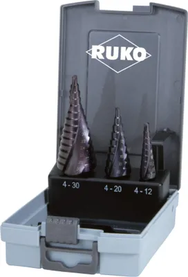 Produktbild von Ruko Stufenbohrersatz Größe 0 / 9,1,2 HSS-TIALN 3tlg. Kunststoff -Kasssette - 101026FRO