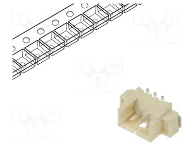 Zdjęcie produktu dla 3 gniazda PIN: 3, średnica przewodu 1,25 mm, napięcie 250 V, prąd 1 A, model 125SH-B-03-TS--T/R, oznaczenie producenta
