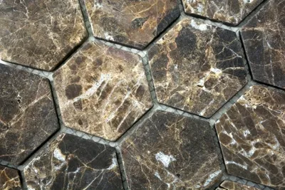 Produktbild von Handmuster Mosaik Fliese Marmor Naturstein Hexagon Impala braun geflammt MOS42-1313_m