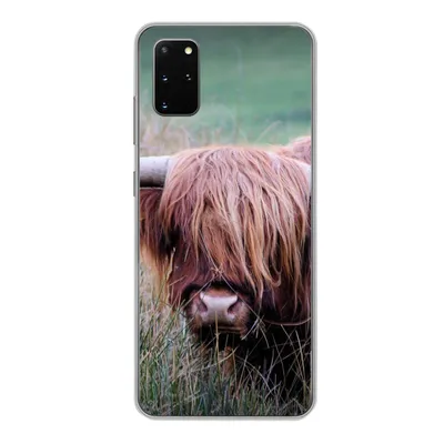 Produktbild von MuchoWow® Handyhülle Schutzhülle Hülle für Samsung Galaxy S20 Plus Schottischer Highlander - Hörner - Gras Silikon Softcase Handy Hülle - Hartschale