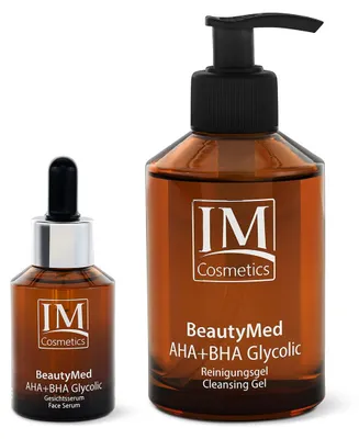 Produktbild von Genius IM Cosmetics BeautyMed AHA + BHA Glycolic Deluxe Set 2-tlg. Gesichtsserum & Reinigungsgel mit Salicylsäure - gegen Pickel - Dr. Michaela Fuchs