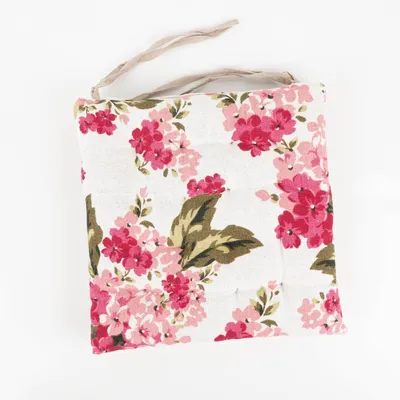 Produktbild von Sitzkissen Blüten mit Bindebändern weiß pink 38x38x4cm