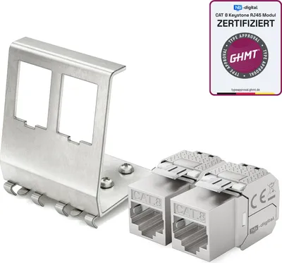 Produktbild von hb-digital Hutschienenadapter 2 Port mit CAT 8.1 Keystone Modul RJ45