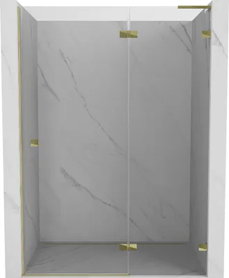 Image de Mexen Lunar L Porte de douche pivotante droite 140 cm, transparente, or - 834L-140-000-50-00-P
