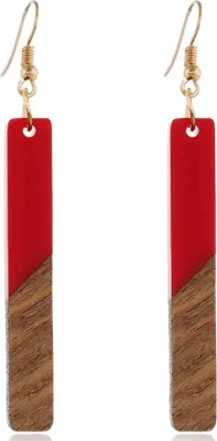 Image de Boucles doreilles Wow en Résine Rouge - Élégance Écologique KP32692