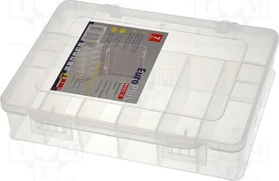 Immagine prodotto di 1 contenitore: scatola con scomparti, colore bianco. Contenitori e scatole, dimensioni 180x149x40 mm