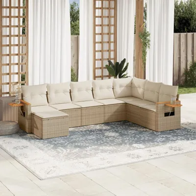 Produktbild von 8-tlg. Garten-Sofagarnitur mit Kissen Beige Poly Rattan 3227087