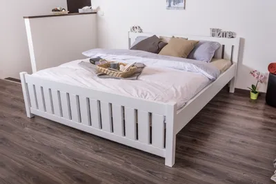 Produktbild von Jugendbett Kiefer massiv Vollholz weiß 65, inkl. Lattenrost - 180 x 200 cm (B x L)