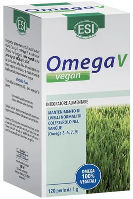 Produktbild von OmegaV vegan – Pflanzliche Omega-3-6-7-9 Fettsäuren aus Leinöl, Sanddorn & Nachtkerzenöl | 100 % vegan & glutenfrei | 120 Kapseln