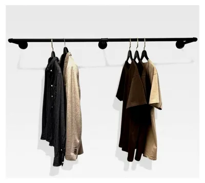 Produktbild von Wandgarderobe 125 cm x 32,5 cm im industriellen Design Schwarz