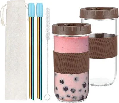 Zdjęcie produktu dla Kubeczki Famanu do napojów i smoothie, pojemność 61 ml, z pokrywką i słomką - do kawy