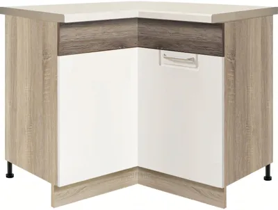 Produktbild von ECONO 16D – Eckunterschrank 90 × 90 cm, Weiß Hochglanz