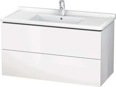 Produktbild von Waschtischunterbau L-CUBE 469x1020x558mm weiß supermatt weiß supermatt