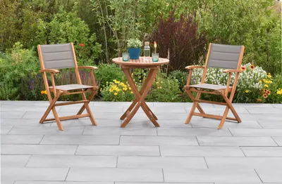 Produktbild von Merxx Gartenmöbel Set Acapulco 3tlg., 2 Klappsessel, Klapptisch Ø 65 x 75 cm- Akazie/Textil
