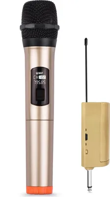 Produktbild von Handheld Wireless Microphone VHF Dynamic Mic mit tragbarem Mini-Empfänger 6,35mm Stecker kompatibel mit Lautsprecher Karaoke System Home Theater System Amplifier Sound Card Mixer für Karaoke Speech Meeting Stage Performance