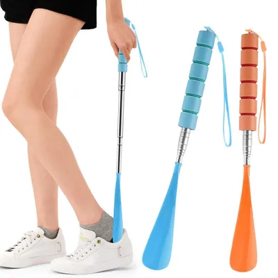 Produktbild von Schuhlöffel Teleskop 70 cm Kunststoff Metall 2 Stück für Damen Herren Senioren