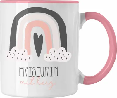 Produktbild von Trendation - Friseurin Tasse Geschenk Danke Kaffeetassse Geschenkidee für die beste Friseurin mit Herz Spruch (Rosa)