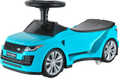 Zdjęcie produktu dla Samochód-huśtawka Range Rover Vogue dla dzieci (1–3 lata) – obrót o 360°, światła LED, efekty dźwiękowe i schowek – oficjalnie licencjonowany model w kolorze niebieskim